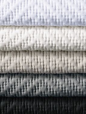 Restoration Hardware Sateen Coverlet Washed Herringbone In White